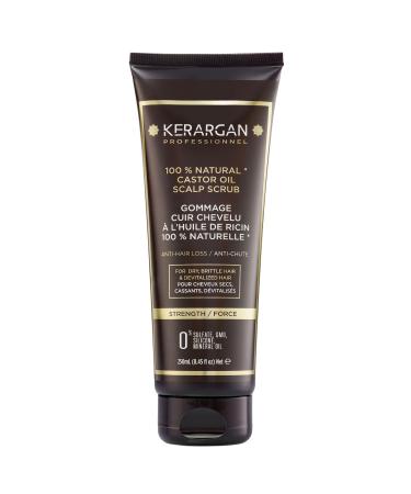 Kerargan - Anti-Hair Loss Hair Scrub with Castor Oil - For a Healthy Scalp and Revitalized Hair - Enriched with Sweet Almond Oil and Aloe Vera - Sulfate-free GMO-free Silicone-free - 8.5 Fl oz