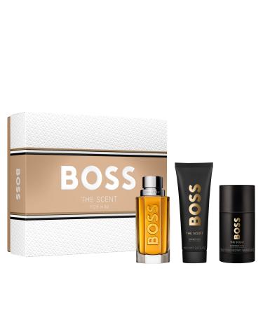 Hugo Boss The Scent Eau de Toilette Ambery Men's Cologne With Notes of Ginger Manika Fruit & Leather Accords Long Lasting Fragrance 3-Pc Set