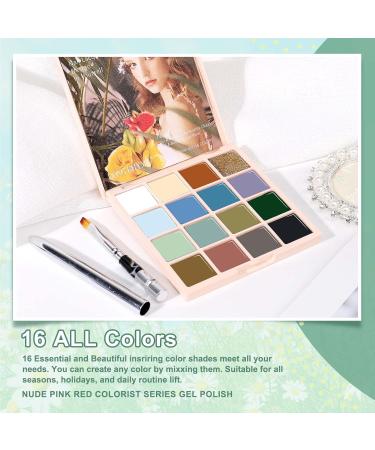 16-Color Solid Gel Nail Polish Palette - Valley Green Cream Gel & Brush Kit for Stunning Nail Art - Buy Online on SooperMarket.com