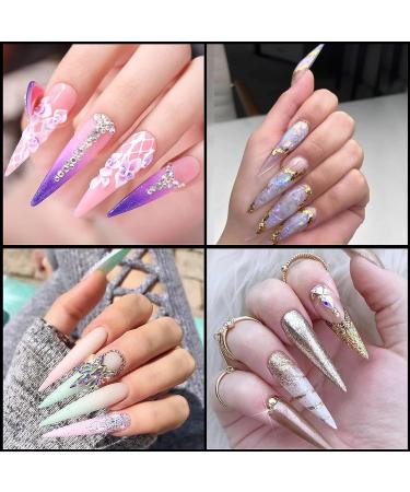 360Pcs Clear XXXL Stiletto Acrylic Nail Tips - Professional Full Cover Fake Nails - Nail Extension Kit for Salon & Home DIY Nail Art - 12 Sizes - Buy Online on SooperMarket.com