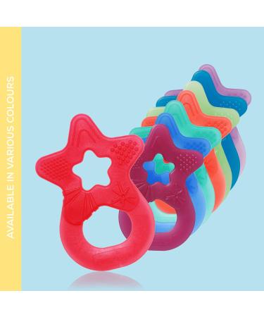 Dentistar Bei ring Set | Teether for Babies & Toddlers 3+ Months | Soft Dental Aid & Massage Ring | Made in Germany | Red & Blue - Buy Online on SooperMarket.com