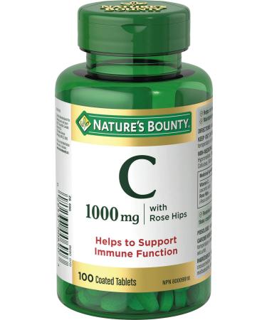 Nature's Bounty Vitamin C Supplement with Rose Hips Helps Maintain Good Health 1000mg 100 Tablets