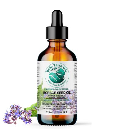 Borage Seed Oil 120 ml 100% Pure Cold-pressed Unrefined PA-free - Bella Terra Oils 120 ml (Pack of 1)