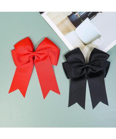 2 Pack 6 inch Bow Hair Clips Large Hair Bow Hair Barrette Clips for Women Girls Red Hair Bows(Black Red) - Buy Online on SooperMarket.com