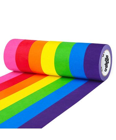 Craftzilla Colored Masking Tape  7 Roll Multi Pack  210 Feet x 1 Inch of Colorful Craft Tape  Vibrant Rainbow Colored Painters Tape  Great for Arts & Crafts, Labeling and Color-Coding 10 Yards x 1 Inch