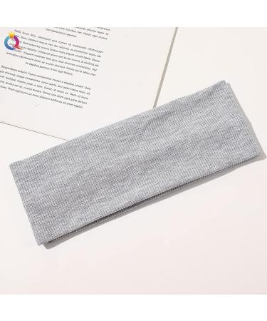 8cm Wide Black Headband for Women White Gray Stretchy Jersey Hair Band for Yoga Makeup Running (black+white+light gray) - Buy Online on SooperMarket.com