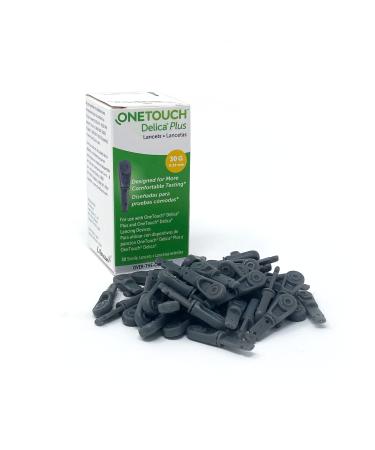 OneTouch Delica Plus Lancets for Diabetes Testing | Fine 30 Gauge Lancets for Blood Test | Diabetic Supplies for Blood Sugar Monitor | Lancets for Lancing Device, 30 Count