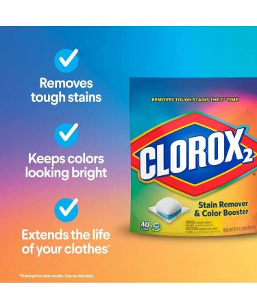 Clorox2 Stain Fighter & Color Booster 40 ct - Multi-Purpose Stain Remover for Bright Colors | International Shipping Available - Buy Online on SooperMarket.com