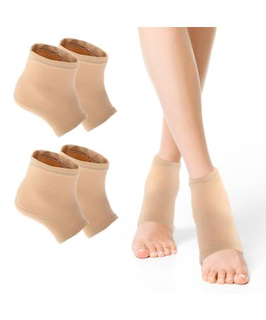 Wllhyf 2 pair of ventilated moisturizing gel socks soft moisturizing toe spa socks for foot care open toe socks for dry hard cracked skin Skincolor