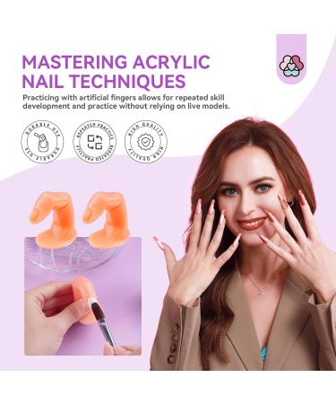 Saviland Acrylic Nail Kit for Beginners - 3 Colors Powder & Liquid Set with Nail Brush & Tools - DIY Nail Extension & Manicure Gift - 02 with Practice Fingers - Buy Online on SooperMarket.com