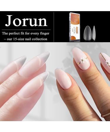 360PCS Short Almond Nail Tips - Matte No File Soft Gel Extensions | Full Cover Clear False Nails for Acrylic - 15 Sizes | 05-360pcs - Buy Online on SooperMarket.com