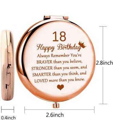 BNQL 18 Birthday Mirror - Happy 18th Birthday Gifts for Her - Turning 18th Inspirational Gifts - 2-Sided Mirror 1x 2x Magnification (Rose Gold) - Buy Online on SooperMarket.com
