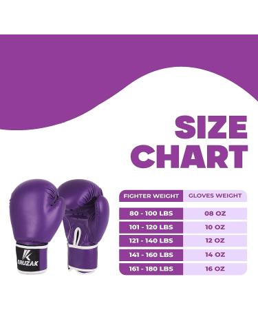 Kruzak Plain Boxing Gloves - Sparring, Kickboxing, Muay Thai, MMA Fighting - Purple, 12 oz - Men & Women - Buy Online on SooperMarket.com