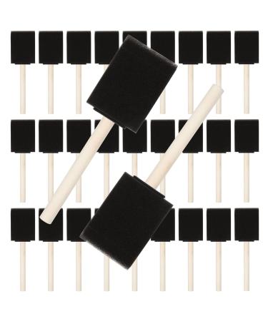 100 Pack 2 inch Foam Brush Sponge Wood Handle Paint Brush Foam Sponge Brush for Acrylics, Stains, Varnishes, Crafts