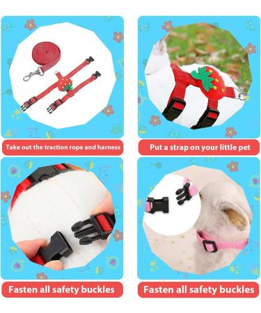 4 sets adjustable rabbit harness and leash set small animal cute waistcoat harness leash ferret harness guinea pig harness ferret leash with decorations for rabbit kitten puppy - Buy Online on SooperMarket.com