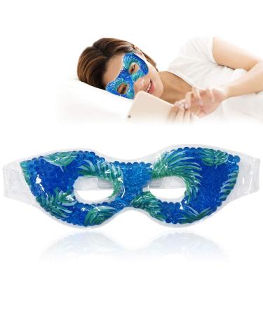 Cooling Eye Mask Reusable Gel Eye Mask for Puffiness, Cold Eye Mask Eye Ice Mask Pack for Dry Eyes,Puffy Eyes, Dark Circles,Headache, Migraine, Stress Relief (Leaves)
