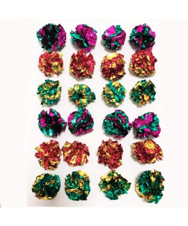 PETFAVORITES Mylar Crinkle Balls Cat Toys Interactive Crinkle Cat Toy Balls Independent Pet Kitten Cat Toys for Fat Real Cats Kittens Exercise, Soft and 1.5 Inch. 24 Pack