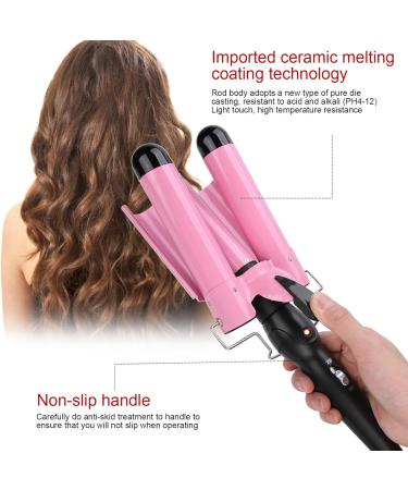 3 Barrel Curling Iron Wand Adjustable Hair Curler Waver Crimper 110V 240V Fast Heating Easy Temperature Adjustment Hair Styling Suitable for Wavy Hairstyles (32mm) - Buy Online on SooperMarket.com