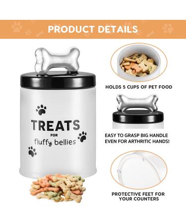 Fluffy Bellies Dog Treat Jar - 5 Cup Black White Ceramic Container - Farmhouse Dog Cookie Canister - Rustic Pet Food Jar - Buy Online on SooperMarket.com