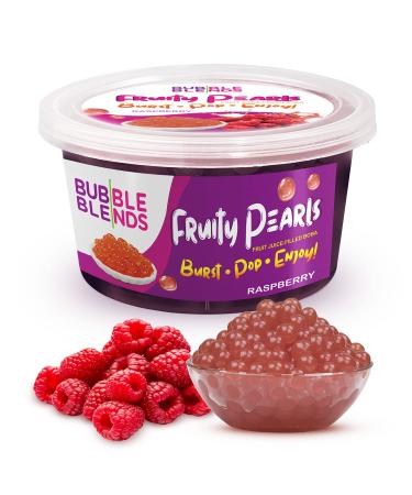 Bubble Blends Raspberry Popping Boba (450g) Fruit Juice-Filled Boba Pearls for Bubble Tea Fat-Free 450g (Pack of 1)