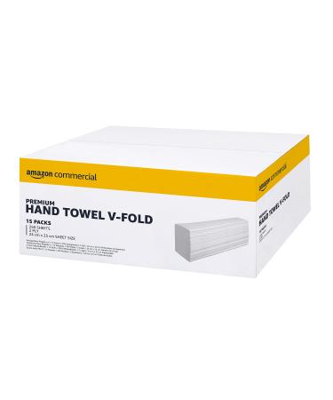 AmazonCommercial 2 LAGIG Interfold V-fold waste paper towels 23 x 24.5 cm 3750 pieces 15 packs with 250 sheets medium white 250 pieces (15 pack) Displaced paper (2-layer) V-fold
