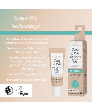 Mabyen Baby & Kids Insect Stitch Gel Set (2x10ml) | Natural Vegan Relief for Stings | Calms & Cools | Alcohol-Free & Safe from Birth - Buy Online on SooperMarket.com