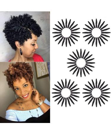 Queentas 5 Pack 10 inch short curls braids extensions for women afro crochet braids toni curls braid (6mm) hair extensions (black) black 5 inch 10 inch toni curl (6mm)