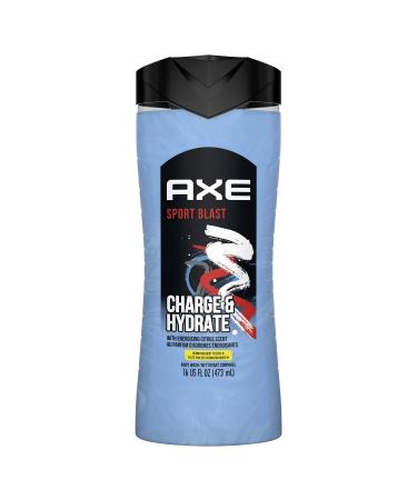 AXE Body Wash Charge and Hydrate Sports Blast Energizing Citrus Scent Men's Body Wash 100 percent Recycled Bottle 16 oz Sports Blast 16 Ounce (Pack of 1)