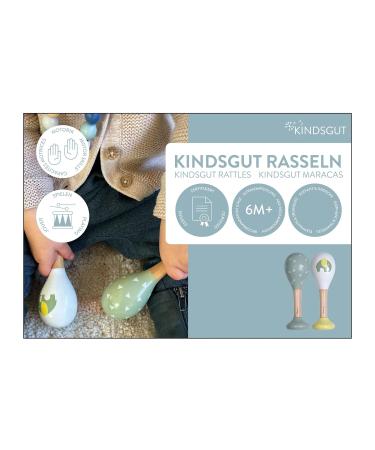 Kindsgut Wooden Rattles Set - 2 Musical Instruments for Babies | High-Quality Travel-Friendly Elephant & Triangle Design in Subtle Colors - Buy Online on SooperMarket.com