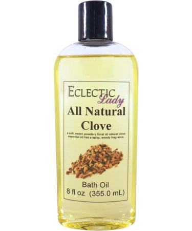Clove Bath Oil by Eclectic Lady - Scented Bath Oil - Relaxing & Moisturizing Bathing Oil - Fragrance Body Oil for Dry & Rough Sensitive Skin - Body Daily Nourishing Shower Oil (8 oz) 8 Ounce