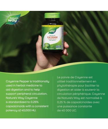 Nature's Way Cayenne 40 000 HU - Digestion Supplement Helps to aid digestion-Cayenne Pepper Capsules -Non-GMO - 180 Vegetarian Capsules Value Size - Buy Online on SooperMarket.com