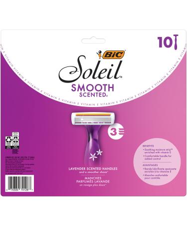 BIC Soleil Smooth Scented Women's Disposable Razor, Triple Blade, Count of 10 Razors, For a Smooth Shave