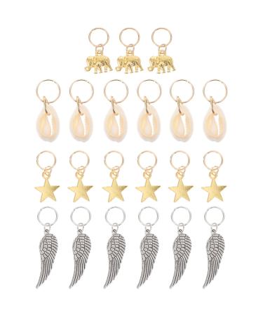 KALLORY 21 Pieces Dreadlock Jewelry Alloy Hair Braid Charms Hair Rings Shell Jewels Hair Decoration for Braiding Hair