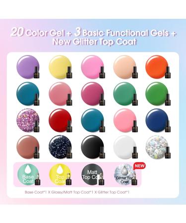 ROSALIND 24PCS Gel Nail Polish Set - 20 Color Fall Winter Gel Polish with Base Coat & Top Coats for Stunning Holiday Nails - Buy Online on SooperMarket.com