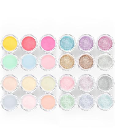 COSCELIA Nail Powder Set with Rainbow Colors and Nude Colors Acrylic Nail Decoration Powder Professional Starter Kit Nail Art DesignGift for Women Home and Salon Use