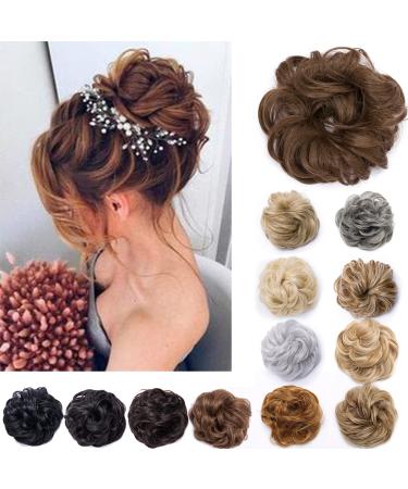 Scrunchy Scrunchie Hair Bun Updo Ponytail Hairpiece Curly Messy Donut Chignons -Ash Brown 25g 25 g Ash Brown