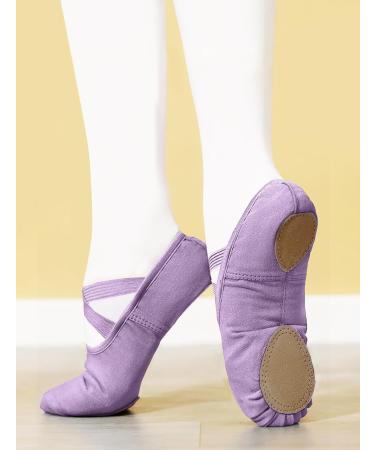 Seaur Girls' Glitter Sequin Satin Ballet Shoes - Leather Sole Dance Shoes for Kids 23-35 EU - Purple D02 Canvas - Buy Online on SooperMarket.com