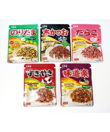 Marumiya Furikake Japanese Rice Seasonings 5 packs (5.04oz) noritama,sukiyaki,okaka(bonito),tarako(cod roe)