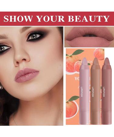 Fusang 3Pcs Nude Matte Lipstick Set - Long Lasting & Nourishing Lipgloss Set | Waterproof Velvet Lip Gloss Set | Crayon Matte Lip Stain for Women - Buy Online on SooperMarket.com