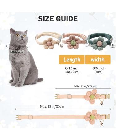 Ruzister 3-Pack Adjustable Cat Neck Bands with Flowers & Bells - Cute Floral Collars for Boys & Girls Perfect Accessories for Your Feline  - Buy Online on SooperMarket.com