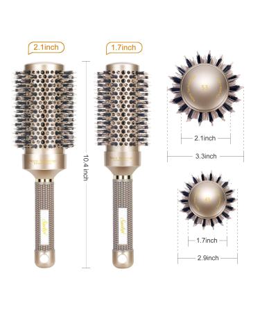 Premium 2-Pack Round Hair Brushes for Blow-Drying | Professional Wild Boar Bristle Round Brushes - 53 & 43mm for Curls & Smoothing | SNDYI - Buy Online on SooperMarket.com