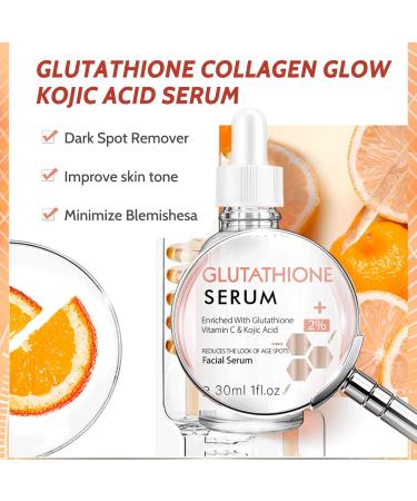 Trendyfave Glutathione Collagen Glow Kojic Acid Serum Vitamin C Serum For Face Reduce Dark Spot Shrink Pores & Improve Skin Tone Glutathione Face Serum 30ml 1 - Buy Online on SooperMarket.com