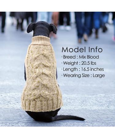 KYEESE Turtleneck Dog Sweater XX-Large Beige - Golden Yarn Knitwear for Warmth in Fall & Winter - Buy Online on SooperMarket.com