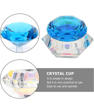 Minkissy Nail Art Dappen Dish Diamond Shape Nail Crystal Bowl with Lid for Nail Acrylic Liquid Powder (Lake Blue) - Buy Online on SooperMarket.com
