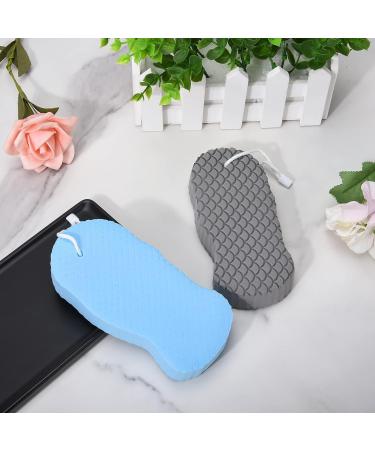 XINRUI Exfoliating Bath Sponge 2PCS - Soft Shower Sponges for Dead Skin Removal - Body Scrubber for Women, Men, and Kids - Blue & Grey - Spa Scrub Exfoliator - Buy Online on SooperMarket.com