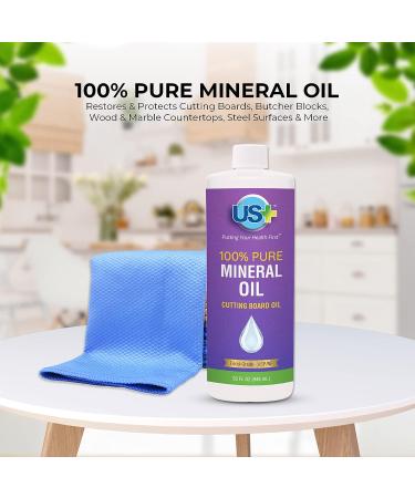 32oz US+ 100% Pure Mineral Oil - Food-Grade Cutting Board Oil for Butcher Blocks, Countertops & More - Buy Online on SooperMarket.com