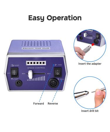 AW 22000RPM Electric Nail File Drill for Manicure Pedicure - Adjustable Speed Handpiece with Powder Brush and Finger Separator - Buy Online on SooperMarket.com