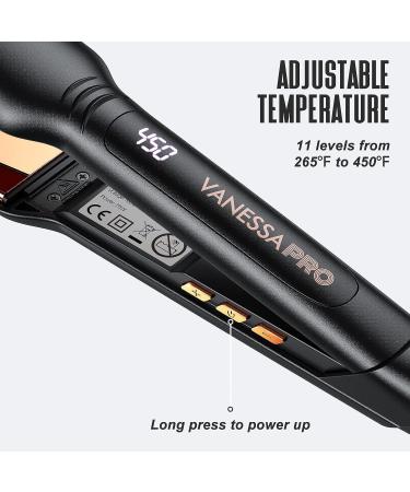 VANESSA PRO 2 Inch Pure Titanium Hair Straightener Flat Iron - One Pass Sleek Look, Beautiful Curls & Straightening Power - Buy Online on SooperMarket.com