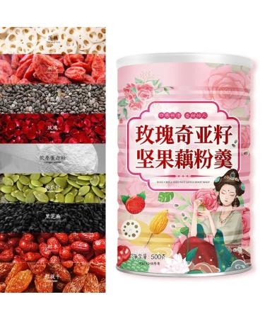 Rose Chia Seed Nut Lotus Root Noodle Soup Instant Brewed Breakfast nut Lotus Root Powder Soup Nutritious and Healthy Porridge (2 can) Coconut 1 count (Pack of 1)