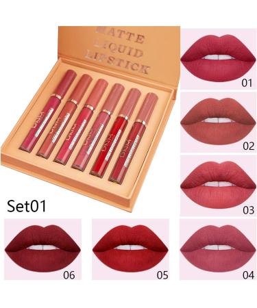 DNM 6 Colors Matte Lipstick Set | Waterproof Non-Stick Cup Lip Gloss | Durable Liquid Lipstick Set for Flawless Make-Up - Buy Online on SooperMarket.com